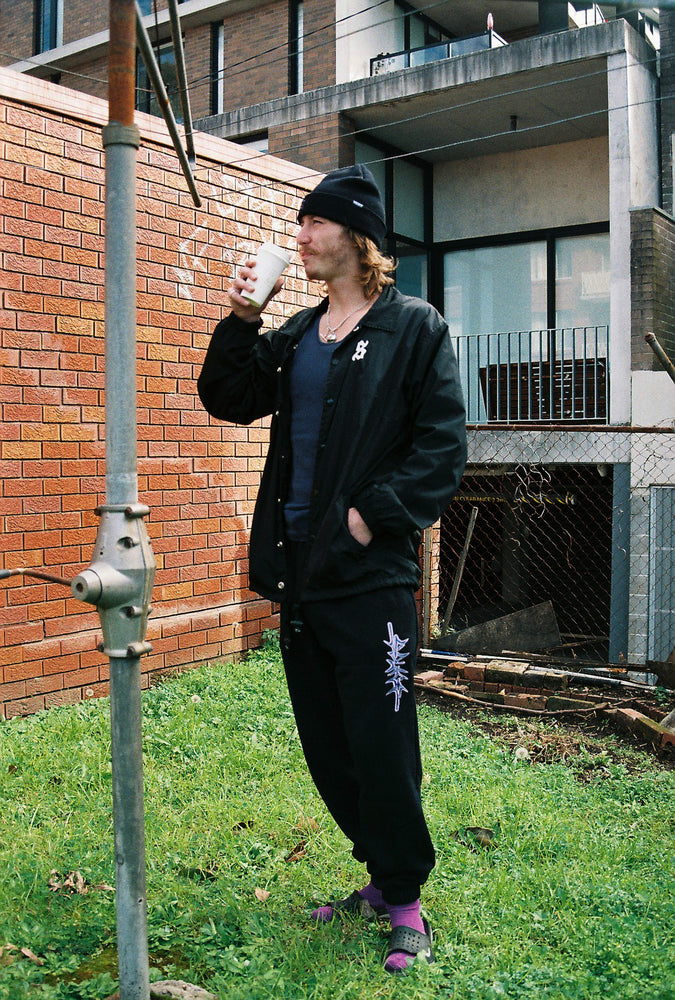 
                  
                    Load image into Gallery viewer, Premium Heavyweight Grafix Trackies - Black
                  
                
